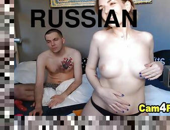 Pretty Russian Babe Sucking Her Partner Till He Cum