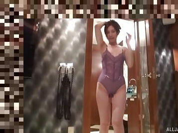 Mature Japanese housewife Sasaki Aki rides cock in lingerie