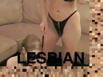 Smoking hot blonde lesbian dom has her sex slave bound up