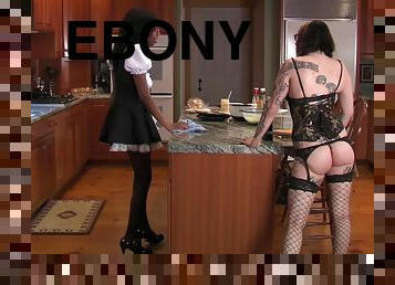 Ebony maid turned into a sex slave by her mistress