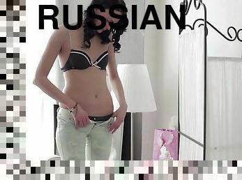 Russian brunette teen Valentine pounded doggy style