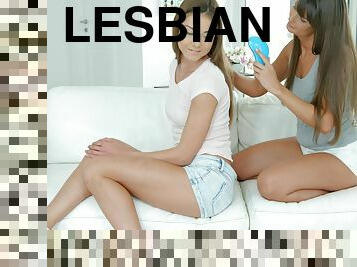 Sensual teen lesbian couple Akira May and Victoria Velvet