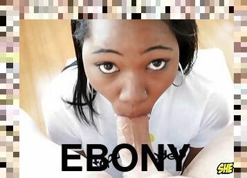 Thick ebony Ashanti Miller POV deepthroat and swallow