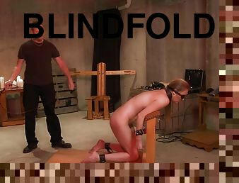Blonde kinky slut blindfolded and whipped hard and long