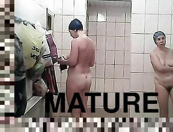 Mature women in public shower room. This is pure female intimacy.