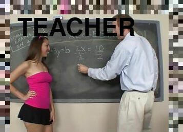 Naughty teacher gets to bang cute Nadia Noel in the classroom