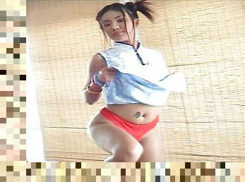 Young chick Vivian Lin slowly strips down to pose in the underwear