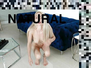 Solo blonde girl Molly Mae enjoys masturbating on the floor