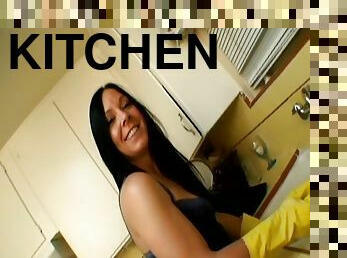 Julie Night fucked up her tight anus during a kitchen shag