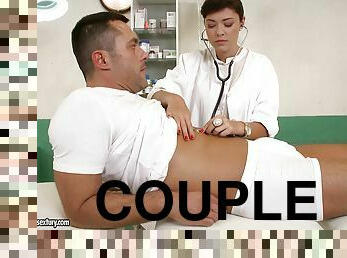 Amazing brunette nurse Ava Dalush having sex with her patient