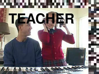 Cute strawberry blonde girl, Carolina West, is hot for her music teacher