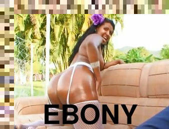 Ebony Chubby with black butt pleasured hardcore while yelling
