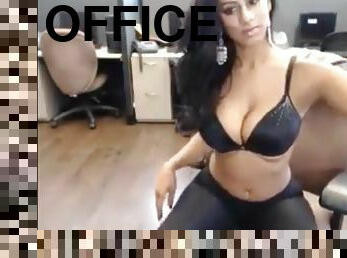 mastubasi, kantor, sekretaris, latina, webcam, seorang-diri, bh