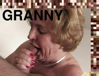 Granny Doc with big tits loves the feeling of that big cock.
