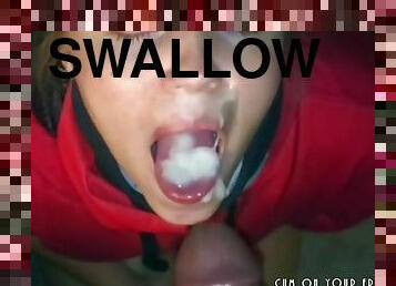 Submissive Teen Swallowing Cum POV