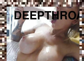 Big tits beauty deepthroat dildo on webcam