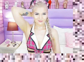 Cute Blonde Fucks Her Pink Cunt - Striptease
