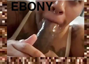Ebony escort gives blowjob POV