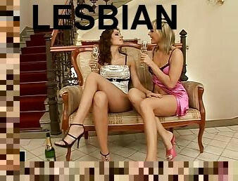 New Year's party with two sizzling lesbian babes