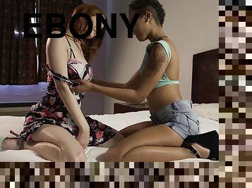 Ebony lesbian shading short then enjoying pussy licking
