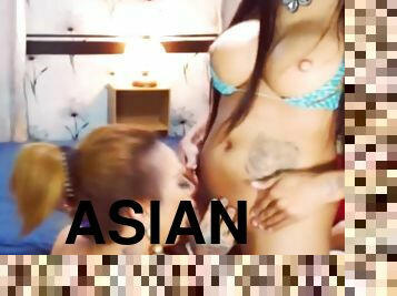 Two Hot Asian Shemale Jerk Off on Cam