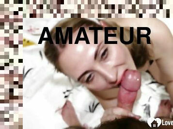 kone, amatør, blowjob, hjemmelaget, mamma, deepthroat, par, pov, facial, kåt