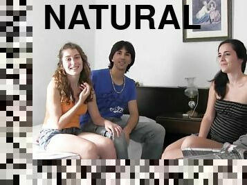 Laura Brey with natural tits riding massive dick hardcore in group sex