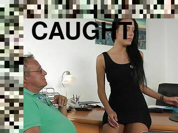 Caught Grandpa Having Sex With Young Brunette