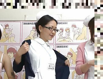 JAV CMNF group of nurses strip naked for patient Subtitled