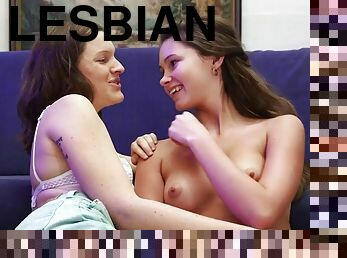 Sexy lesbian teen with big natural tits getting her pussy licked