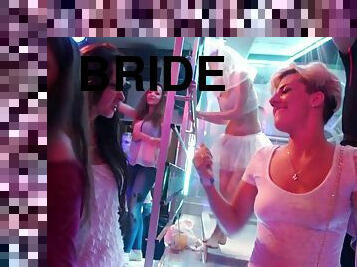 A bride gets slammed hard by male strippers at a bachelorette party