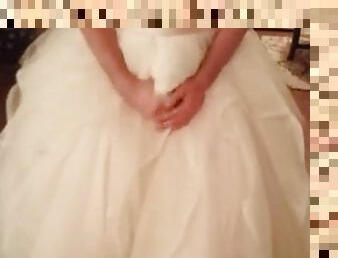 I put on and cum in the newlywed brides magnificent fluffy wedding dress