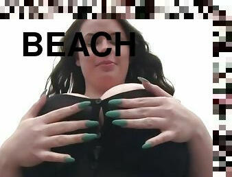 Huge tits on the beach