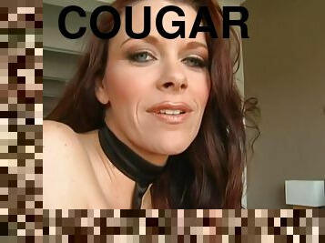 Graceful cougar giving her partner a steamy blowjob before swallowing cum in a POV shoot