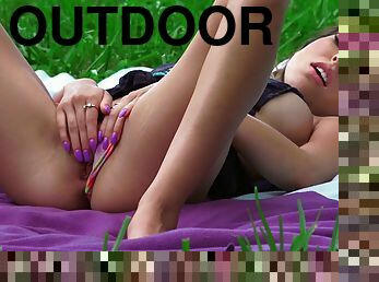 Tanning Teen Likes It Rough Outdoors - perky tits brunette screwed in doggy Melissa Moore