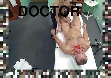 Doctors Halloween Costume Wardrobe Malfunction Gets Blonde Horny And Wet 1