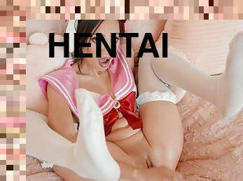 Sweet hentai cosplay teen Madi Laine gets plowed hard