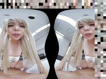 Blonde Japanese in POV VR hardcore with cum load - fetish
