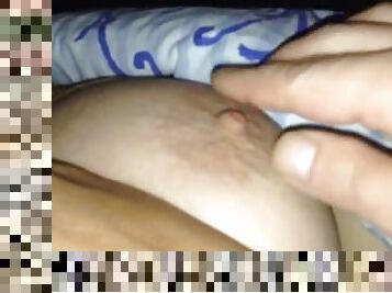 Amateur bitch gets her nipples squeezed in homemade clip