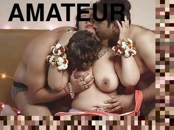 Amateur Indian threesome mmf sex - curvy big ass wife