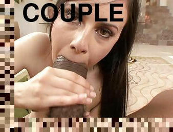 Stunning brunette Mina Leigh sucks BBC like a vacuum cleaner