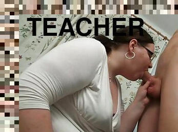 Big belly teacher on the mission to fuck her student