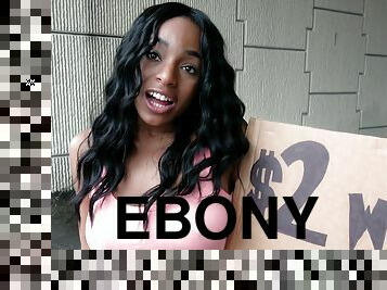 Cute ebony babe Tiffany Tosh sucks a cock before a sex session