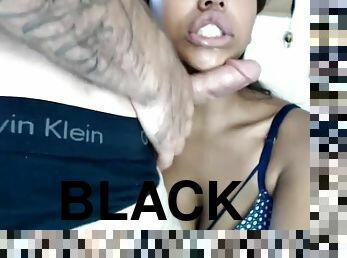 Black angel chick  loves white cock