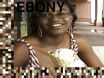 A very nice ebony girl is giving a blowjob
