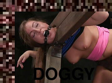 Caged doll throbbed doggystyle when tortured in BDSM porn
