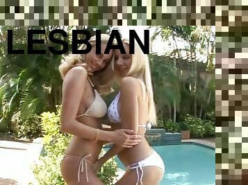 Fiery blond honeys Anita Dark and Sandy are going lesbian