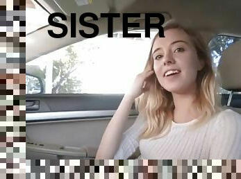 Step sister fucks brother in the car