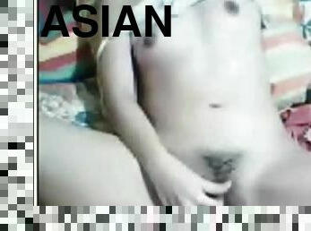 Asian decides to strip on webcam