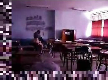 Sexy voyeur action of chick naked in a classroom!